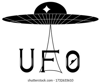 UFO vector disk sci-fi simple black retro
