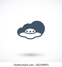 Ufo vector icon. Cloud pictogram. Graphic symbol for web design, logo. Isolated sign on a white background.