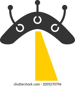 UFO-Vektorsymbol. Eine flache Abbildung des UFO-Symbols auf weißem Hintergrund.