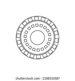 UFO vector icon illustration alien spaceship outline. Space flying science technology symbol and futuristic vehicle isolated white background line thin