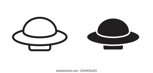 UFO vector icon set in black.