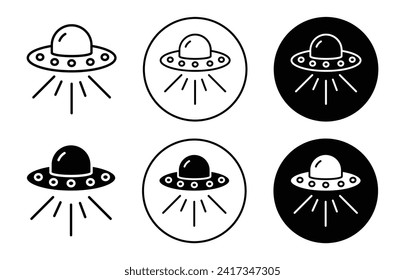 UFO vector icon set collection. UFO Outline flat Icon.