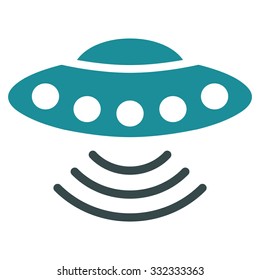 Ufo vector icon. Style is flat bicolor soft blue symbol, rounded angles, white background.