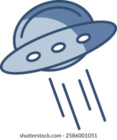 ufo vector icon transparent background. replaceable blue color design