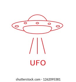 UFO vector illustration. Alien space ship. Futuristic unknown flying object. World UFO day.