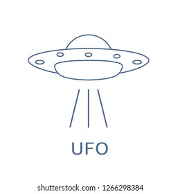 UFO vector illustration. Alien space ship. Futuristic unknown flying object. World UFO day.