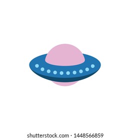 UFO Vector illustration. Alien space ship. Futuristic unknown flying object. Isolated on white background