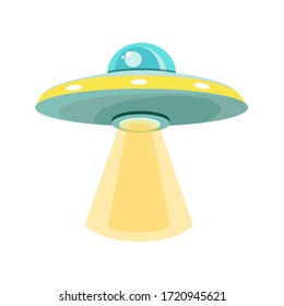 UFO. Vector illustration. Colored. Cartoon style. Isolated on a white background.