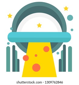 An UFO vector illustration in flat color design