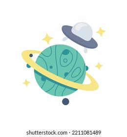 Ilustración vectorial Ufo aislada en fondo blanco