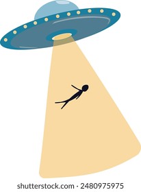 UFO vector illustration. as known as Unidentified Flying Objects. The illustration of UFO abduction.