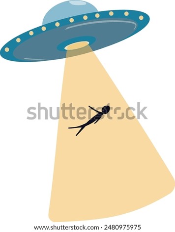 UFO vector illustration. as known as Unidentified Flying Objects. The illustration of UFO abduction.