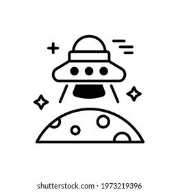 Ufo vector outline icon. space symbol eps 10 file