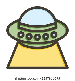 UFO Vector Thick Line Filled Colors Icon For Personal And Commercial Use.
