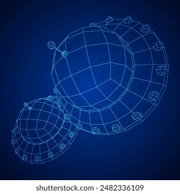 UFO vehicle unidentified flying saucer alien ship. Wireframe low poly mesh vector illustration