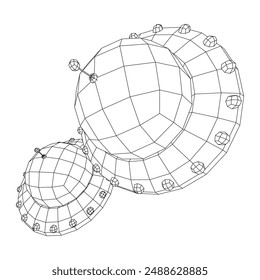 UFO vehicle unidentified flying saucer alien ship. Wireframe low poly mesh vector illustration