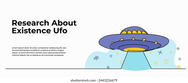 UFO vehicle vector illustration. Modern flat in continuous line style.