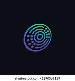UFO view, dotted circle. Vector symbol.