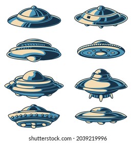 UFO Vintage Vector. Alien Illustration Retro