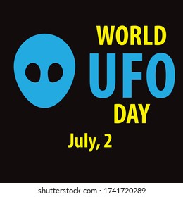 UFO world day,  July 2. UFO Flying Saucer Icon isolated on white background.  Illustration for you design, card, banner, poster and calendar
