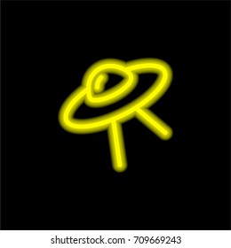 Ufo yellow glowing neon ui ux icon. Glowing sign logo vector