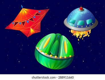 ufo.aliens in space. vector