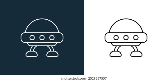 ufos icon isolated on white and black colors. ufos outline linear vector icon from outer space collection for mobile apps, web and ui.