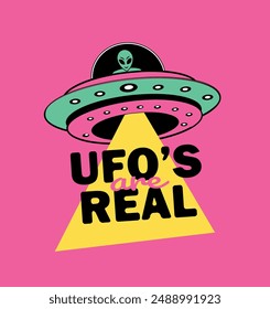 Ufo's are real. Alien in a spaceship sticker