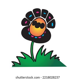 ufo-shaped flower hand drawn vector