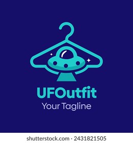 UFOutfit Logo Vector Illustration. Template Design Idea Combining hanger fashion and ufo plane shape