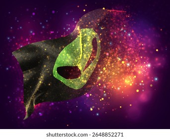 UFO,vector 3d flag with a splash of paint dots, explosion of colored dots
