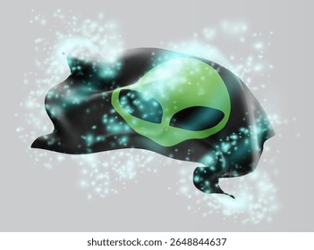 UFO,vector 3d flag in whirlwind of magical radiance