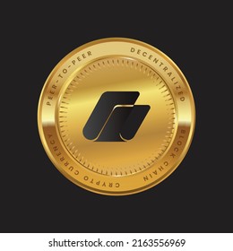 UFT Cryptocurrency new logo in black color concept on gold coin. UniLend Coin Block chain technology symbol. Vector illustration for banner, background, web, print, article.