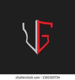 UG Abstract logo monogram with shield elements isolated on black background