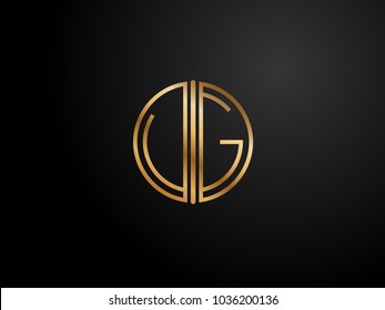 UG circle Shape Letter logo Design in gold color

