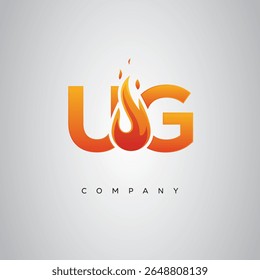 Diseño de logotipo de carta de fuego creativo UG