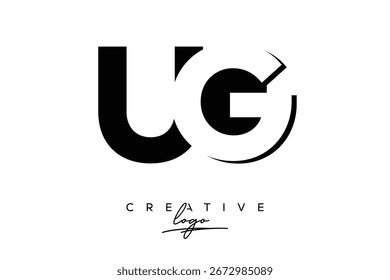Logotipo creativo minimalista de espacio negativo de UG con monograma moderno para marca y logotipo de marca comercial con letras iniciales Diseño de logotipo para marca.