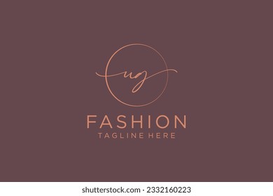 UG Feminine logo beauty monogram and elegant logo design, handwriting logo of initial signature, wedding, fashion, floral and botanical with creative template.