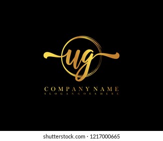 UG initial handwriting logo circle template vector