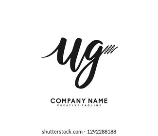 UG Initial Handwriting Logo Template Vector