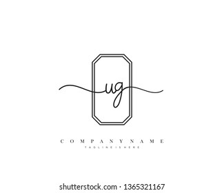 UG initial handwriting logo template vector