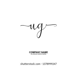 UG Initial Handwriting Logo Vector