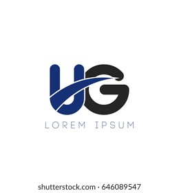 ug initial letter uppercase logo blue and black