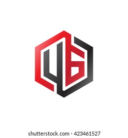 UG initial letters looping linked hexagon logo black red