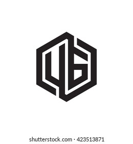 UG initial letters looping linked hexagon monogram logo