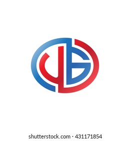 UG initial letters looping linked ellipse logo red blue