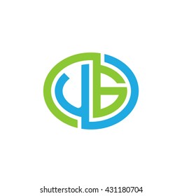 UG initial letters looping linked ellipse logo blue green