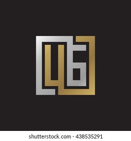 UG initial letters looping linked square elegant logo golden silver black background