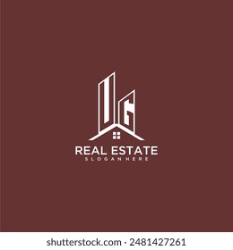 UG initial monogram building and roof logo for real estate