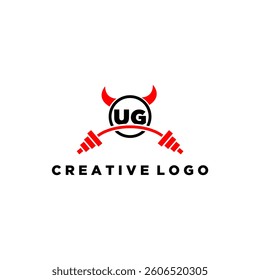 UG initial monogram for fitnes or gym logo with devil style design